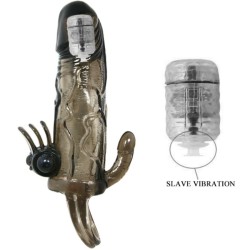 BAILE - BRAVE MAN FUNDA PENE ANAL Y CLITORIS VIBRADOR 16.5 CM NEGRO BAILE FOR HIM