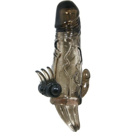 BAILE - BRAVE MAN FUNDA PENE ANAL Y CLITORIS VIBRADOR 16.5 CM NEGRO BAILE FOR HIM