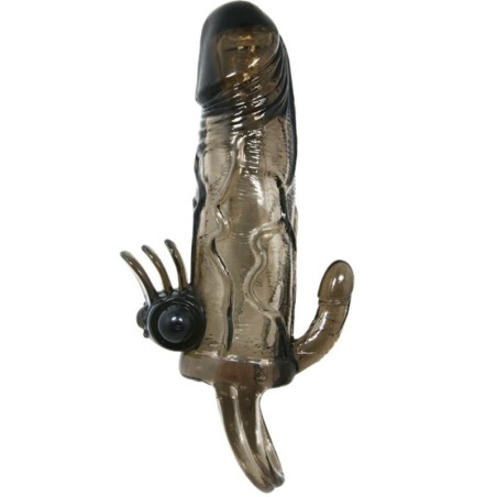 BAILE - BRAVE MAN FUNDA PENE ANAL Y CLITORIS VIBRADOR 16.5 CM NEGRO BAILE FOR HIM