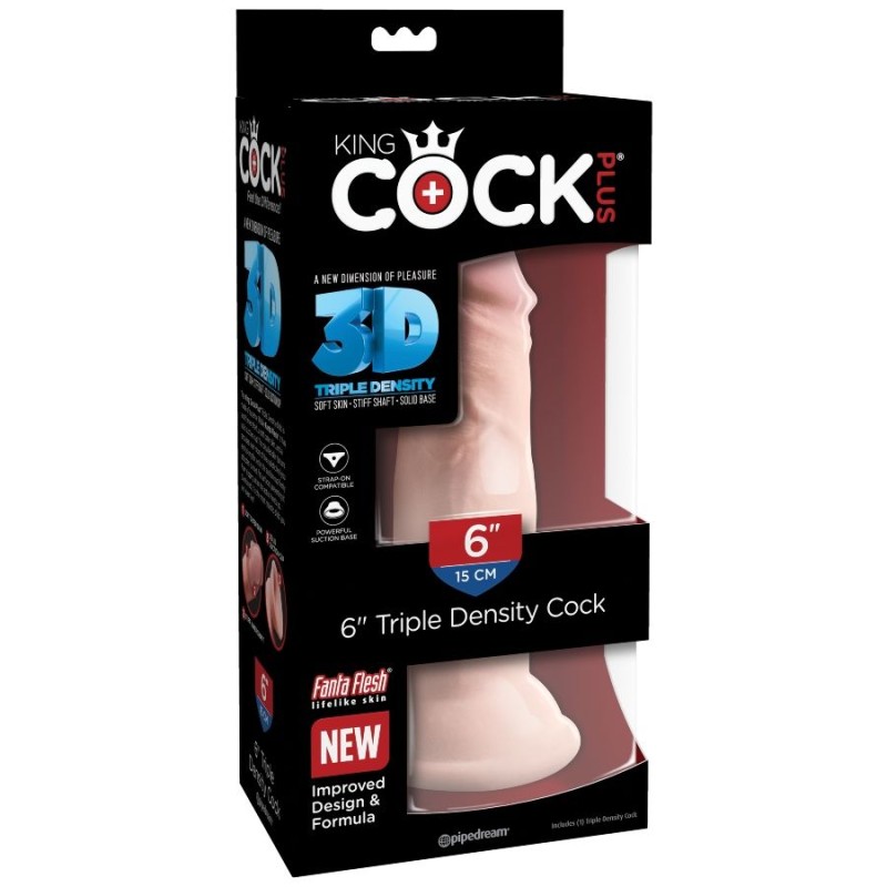 KING COCK - DILDO TRIPLE DENSIDAD 15 CM 