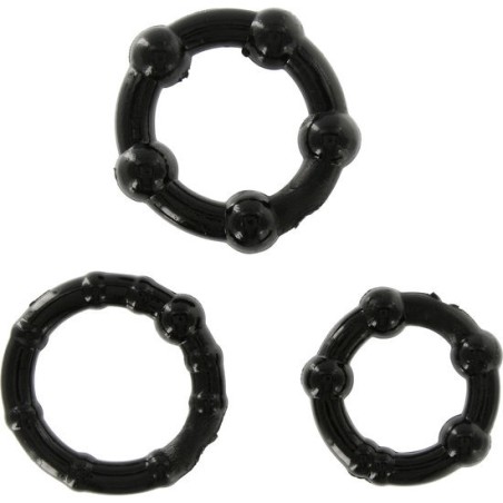 SEVEN CREATIONS - JUEGO TRES ANILLOS PENE NEGRO SEVEN CREATIONS