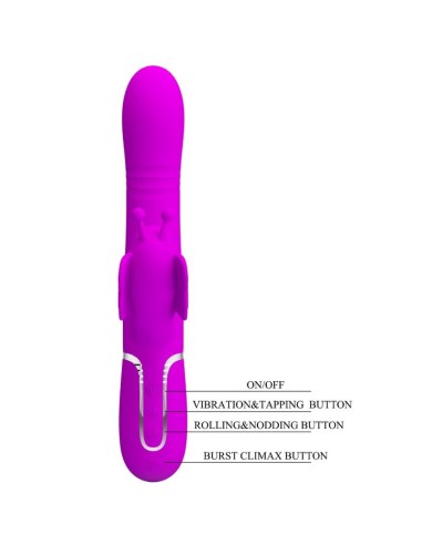 PRETTY LOVE - VIBRADOR RABBIT MULTIFUNCIÓN 4 EN 1 MARIPOSA FUCSIA 