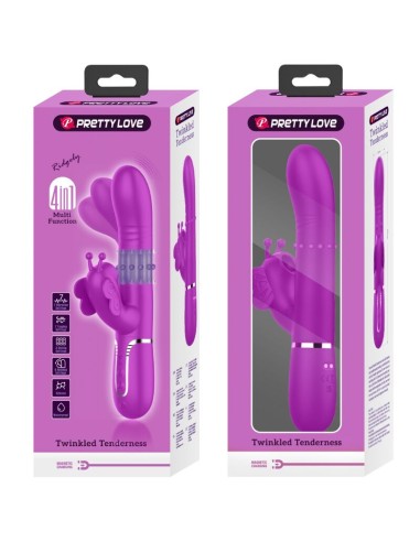 PRETTY LOVE - VIBRADOR RABBIT MULTIFUNCIÓN 4 EN 1 MARIPOSA FUCSIA 