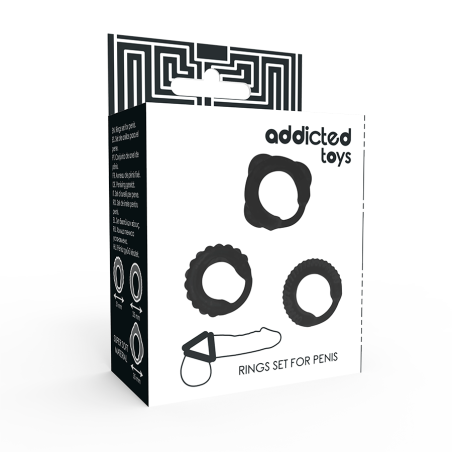 ADDICTED TOYS - SET 3 ANILLOS PENE NEGRO ADDICTED TOYS