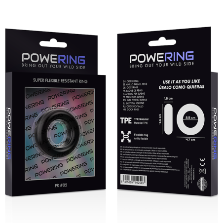 POWERING - SUPER FLEXIBLE Y RESISTENTE ANILLO PENE 4.8CM PR05 NEGRO POWERING