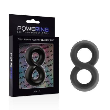 POWERING - SUPER FLEXIBLE Y RESISTENTE ANILLO PENE Y TESTÍCULOS PR12 NEGRO POWERING