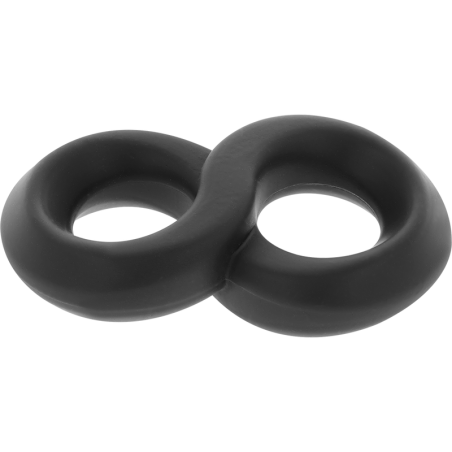 POWERING - SUPER FLEXIBLE Y RESISTENTE ANILLO PENE Y TESTÍCULOS PR12 NEGRO POWERING