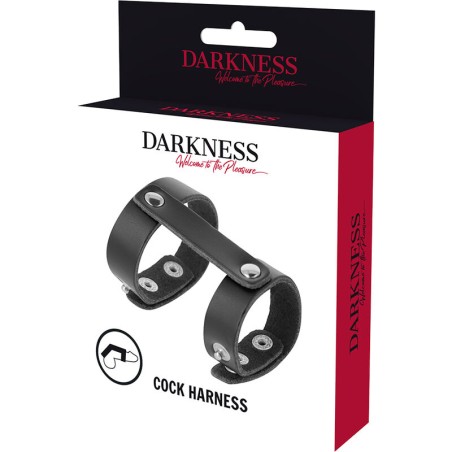 DARKNESS - ANILLO PENE Y TESTÍCULOS AJUSTABLE LEATHER DARKNESS BONDAGE