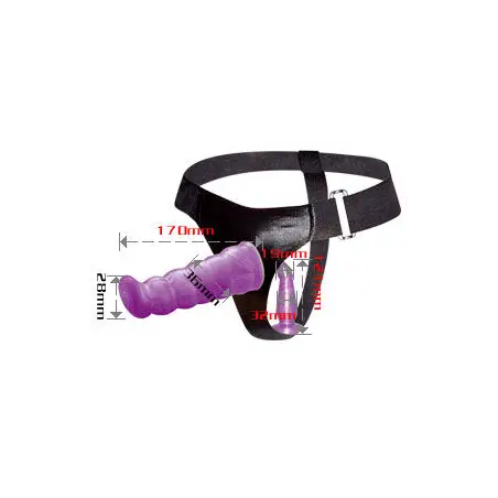 BAILE - ARNÉS ANAL Y VAGINAL FEMENINO LILA PUNTO G 17 CM