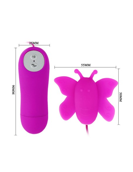 BAILE - ESTIMULADOR DE CLÍTORIS MARIPOSA LOVE EGGS 12 VELOCIDADES LILA CONTROL REMOTO