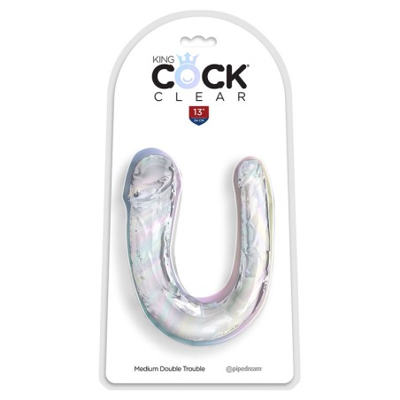 KING COCK - DOUBLE TROUBLE DILDO DOBLE 33 CM TRANSPARENTE KING COCK