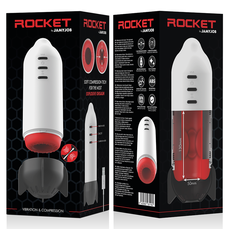 JAMYJOB - ROCKET MASTURBADOR TECNOLOGÍA SOFT COMPRESSION Y VIBRACIÓN 