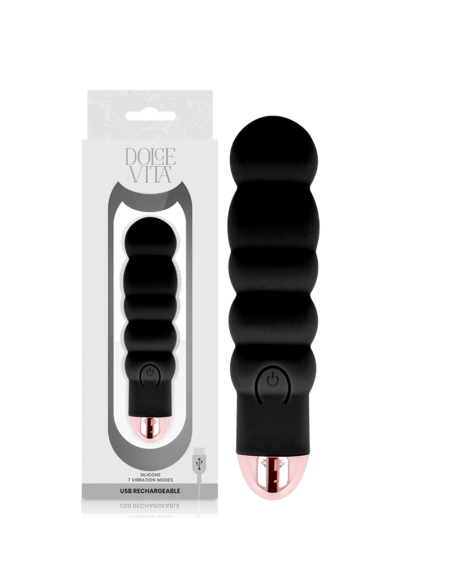 DOLCE VITA - VIBRADOR RECARGABLE SIX NEGRO 7 VELOCIDADES