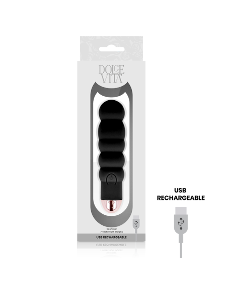 DOLCE VITA - VIBRADOR RECARGABLE SIX NEGRO 7 VELOCIDADES