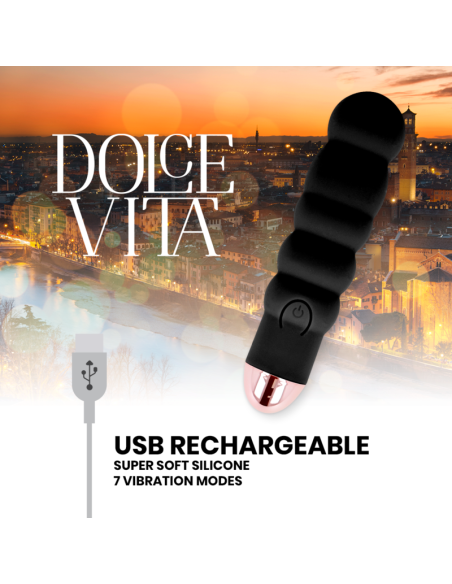 DOLCE VITA - VIBRADOR RECARGABLE SIX NEGRO 7 VELOCIDADES