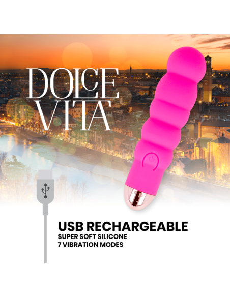 DOLCE VITA - VIBRADOR RECARGABLE SIX ROSA 7 VELOCIDADES
