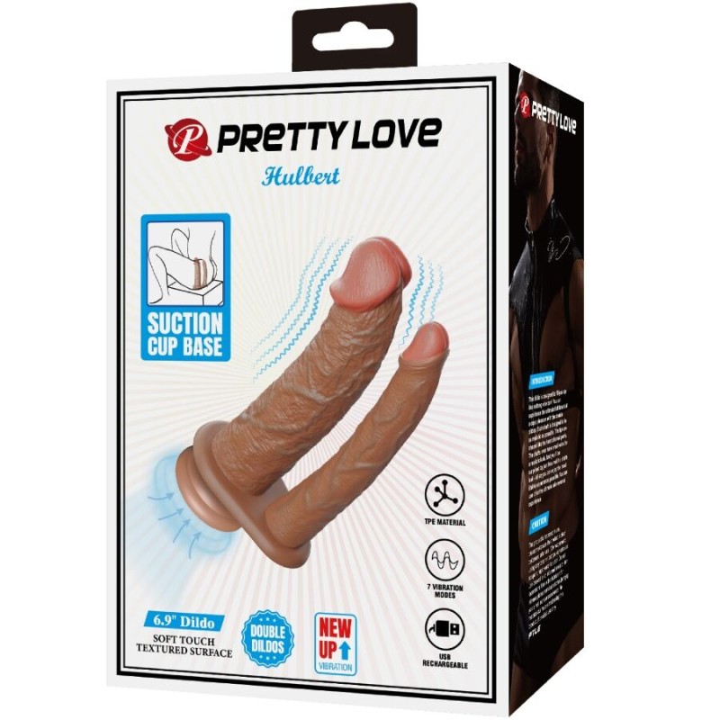PRETTY LOVE - HULBERT DOBLE DILDO REALÍSTICO CON VIBRACIÓN MULATO 
