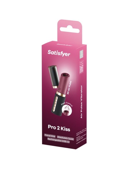 SATISFYER - PRO 2 KISS ESTIMULADOR CLÍTORIS POR ONDAS GRANATE / NEGRO 