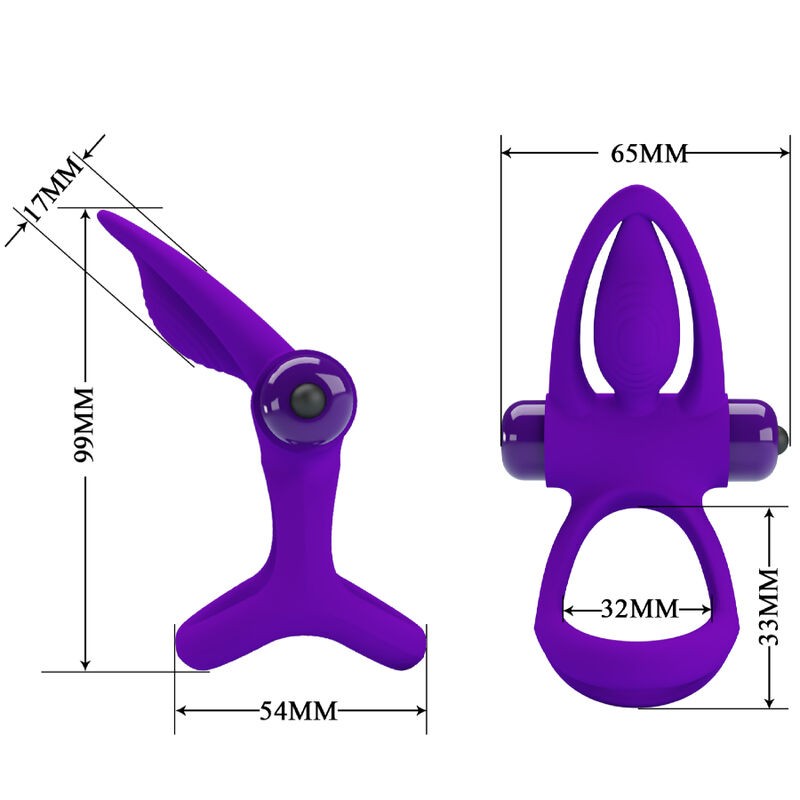 PRETTY LOVE - ANILLO VIBRADOR 10 VIBRACIONES SILICONA VIOLETA 