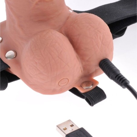 FETISH FANTASY SERIES - ARNÉS AJUSTABLE PENE REALÍSTICO CON TESTÍCULOS RECARGABLE Y VIBRADOR 17.8 CM FETISH FANTASY SERIES