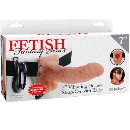 FETISH FANTASY SERIES - ARNÉS AJUSTABLE CONTROL REMOTO PENE REALÍSTICO CON TESTÍCULOS 17.8 CM 