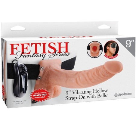 FETISH FANTASY SERIES - ARNÉS AJUSTABLE CONTROL REMOTO PENE REALÍSTICO CON TESTÍCULOS 23 CM FETISH FANTASY SERIES