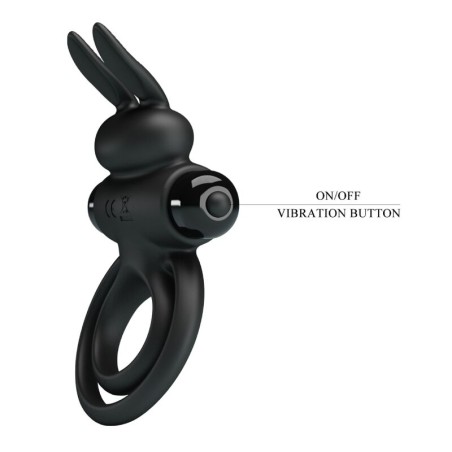 PRETTY LOVE - ANILLO VIBRADOR III CONEJO PARA PENE NEGRO PRETTY LOVE MALE