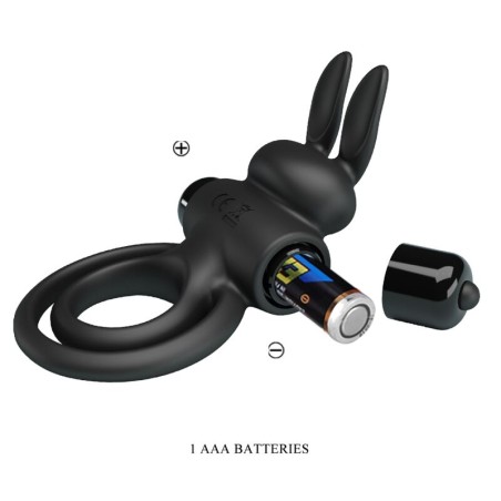 PRETTY LOVE - ANILLO VIBRADOR III CONEJO PARA PENE NEGRO PRETTY LOVE MALE