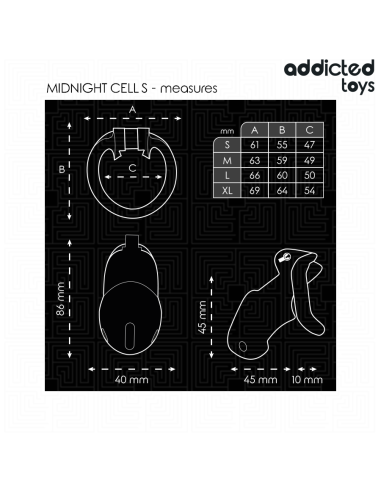 ADDICTED TOYS LOCKED - MINDNIGHT CELL JAULA PARA PENE TALLA S 