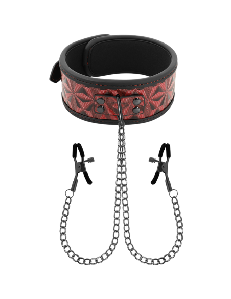 BEGME - RED EDITION COLLAR CON CADENAS Y PINZAS PEZONES CON FORRO DE NEOPRENO 