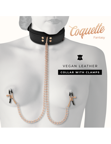 COQUETTE CHIC DESIRE - FANTASY COLLAR CON PINZAS PEZONES CON FORRO DE NEOPRENO 