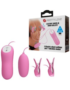 PRETTY LOVE - PINZAS CON VIBRACIÓN Y ELETROSHOCK ROSA 2