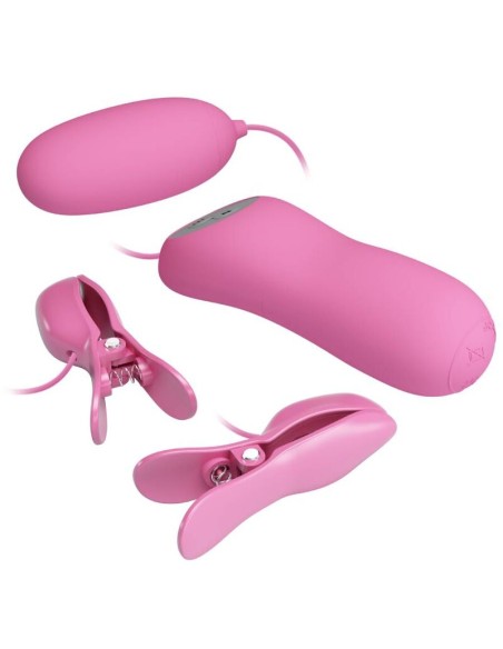 PRETTY LOVE - PINZAS CON VIBRACIÓN Y ELETROSHOCK ROSA