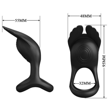 PRETTY LOVE - SILAS ANILLO VIBRADOR 7 VIBRACIONES SILICONA NEGRO PRETTY LOVE MALE