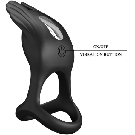 PRETTY LOVE - SILAS ANILLO VIBRADOR 7 VIBRACIONES SILICONA NEGRO PRETTY LOVE MALE