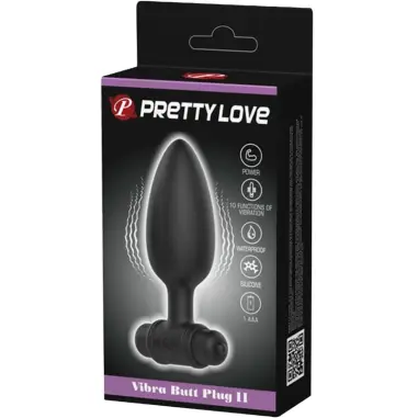 Vibra Butt Plug 2 Plug Anal 10 Vibraciones Negro - 10 Modos
