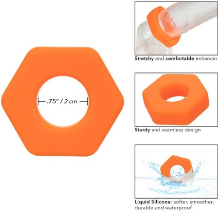 CALEXOTICS - ALPHA ANILLO PROLONG SEXGONO NARANJA CALEXOTICS
