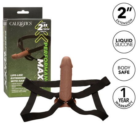 CALEXOTICS - PERFORMANCE MAXX EXTENSIÓN REALISTA CON ARNÉS PIEL MORENO CALEXOTICS