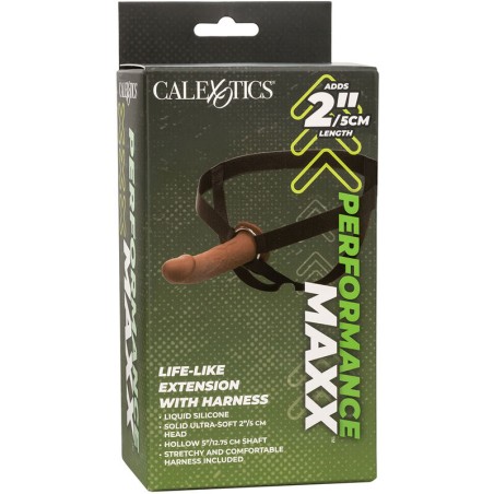CALEXOTICS - PERFORMANCE MAXX EXTENSIÓN REALISTA CON ARNÉS PIEL MORENO CALEXOTICS
