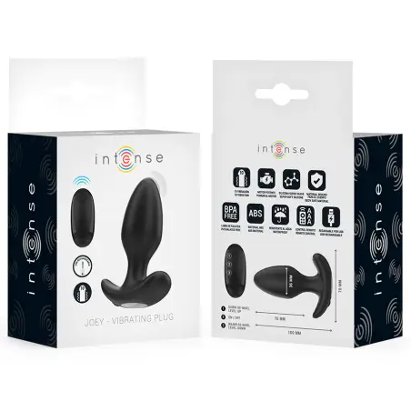 Joey Plug Anal 10 Vibraciones Negro Control Remoto | Intense