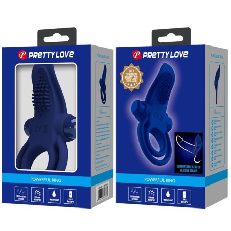 PRETTY LOVE - BRONSON DOBLE ANILLO CON VIBRACIÓN AZUL PRETTY LOVE MALE