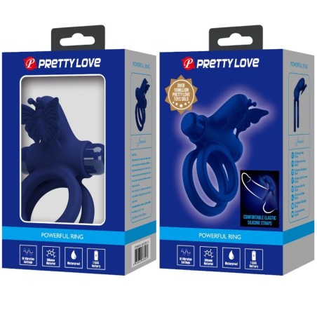 PRETTY LOVE - JAMELE DOBLE ANILLO CON VIBRACIÓN & ESTIMULADOR MARIPOSA AZUL PRETTY LOVE MALE