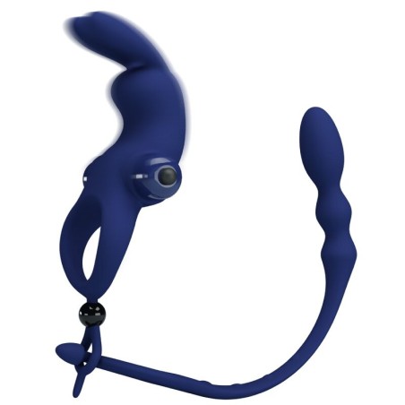 PRETTY LOVE - AYAD ANILLO VIBRADOR RABBIT CON PLUG AZUL PRETTY LOVE MALE