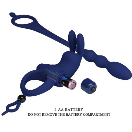 PRETTY LOVE - AYAD ANILLO VIBRADOR RABBIT CON PLUG AZUL PRETTY LOVE MALE