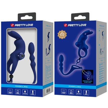 PRETTY LOVE - AYAD ANILLO VIBRADOR RABBIT CON PLUG AZUL PRETTY LOVE MALE