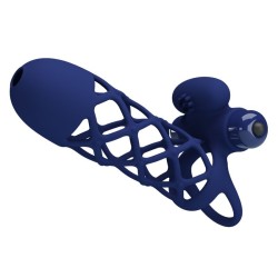 PRETTY LOVE - GIANN ANILLO VIBRADOR CON FUNDA DE SILICONA AZUL PRETTY LOVE MALE