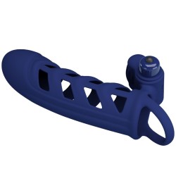 PRETTY LOVE - ALTAF ANILLO VIBRADOR CON FUNDA DE SILICONA AZUL PRETTY LOVE MALE