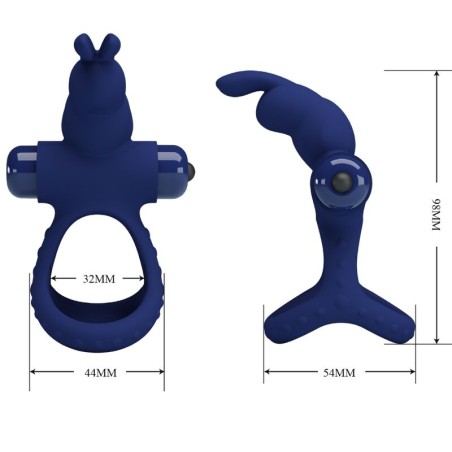 PRETTY LOVE - LUCHITO DOBLE ANILLO VIBRADOR RABBIT AZUL PRETTY LOVE MALE