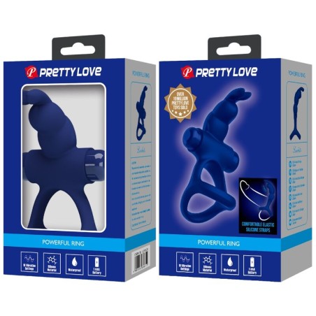 PRETTY LOVE - LUCHITO DOBLE ANILLO VIBRADOR RABBIT AZUL PRETTY LOVE MALE
