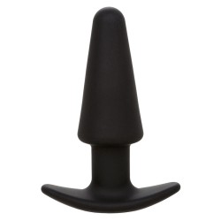 CALEXOTICS - ROCK BOTTOM PLUG ANAL CÓNICO 10 VIBRACIONES SILICONA NEGRO CALEXOTICS